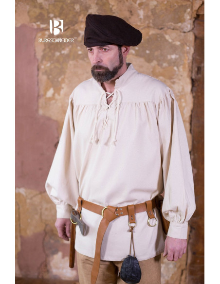 Camisa medieval lazos Störtebecker, crema