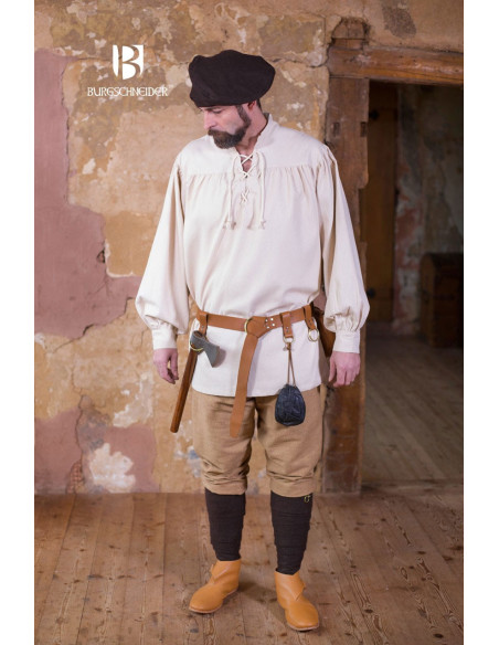 Camisa medieval lazos Störtebecker, crema