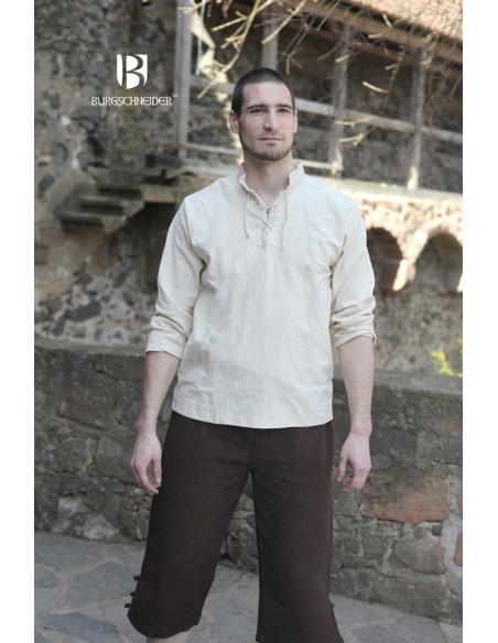 Middeleeuws overhemd Tristan stropdassen, creme