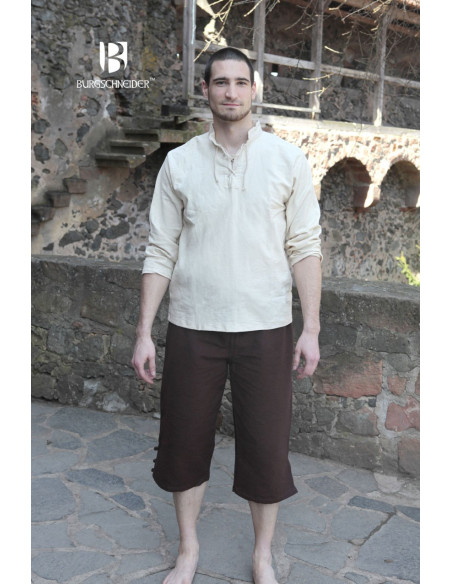 Mittelalterhemd Tristan zum Binden, creme