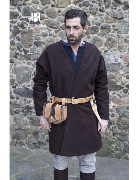 Middelalder Tunika Loki brun langærmet