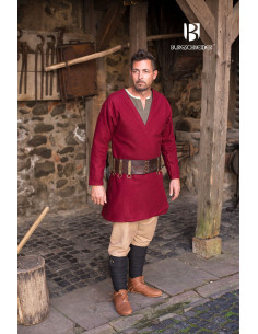 Mittelalterliche Tunika Loki rot langarm 2