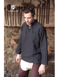 Camisa medieval lazos Tristan, negra