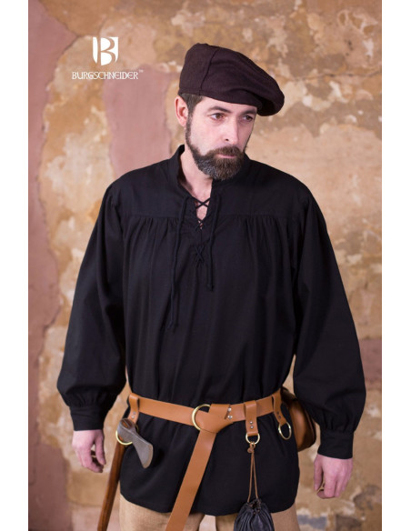 Camisa medieval lazos Störtebecker, negra