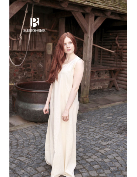 Middeleeuwse mouwloze tuniek Aveline, creme