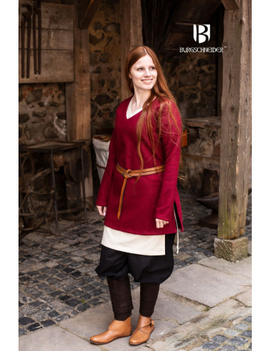 Mittelalterliche rote Hyria-Tunika aus Wolle
