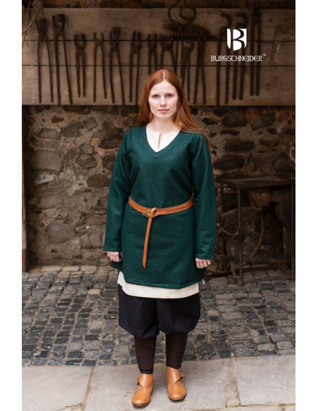Túnica Medieval Hyria Verde en Lana