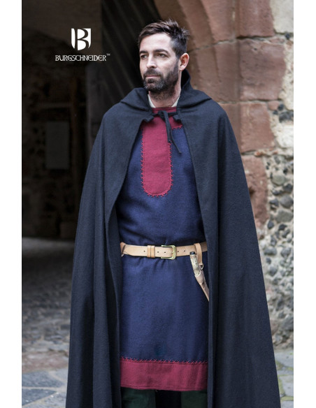 Capa medieval lana Hibernus, negra