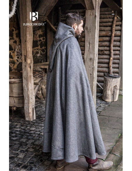 Hibernus middeleeuwse wollen mantel, grijs