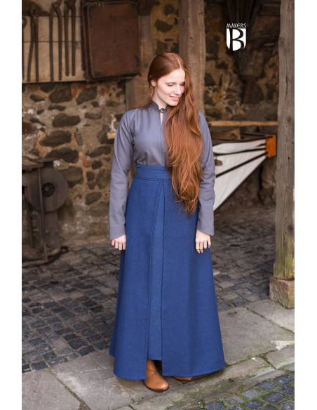 Falda medieval Mera, algodón azul