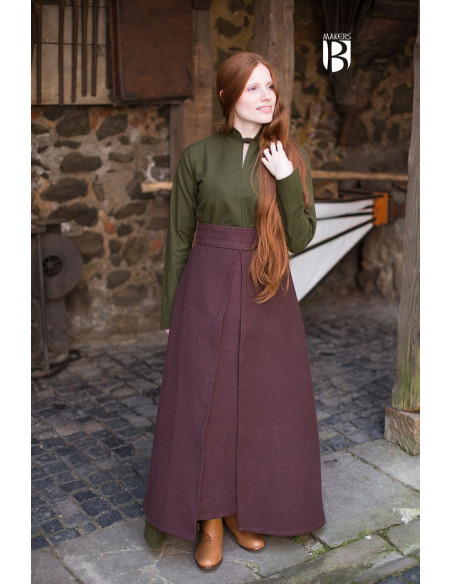 Falda medieval Mera, algodón marrón