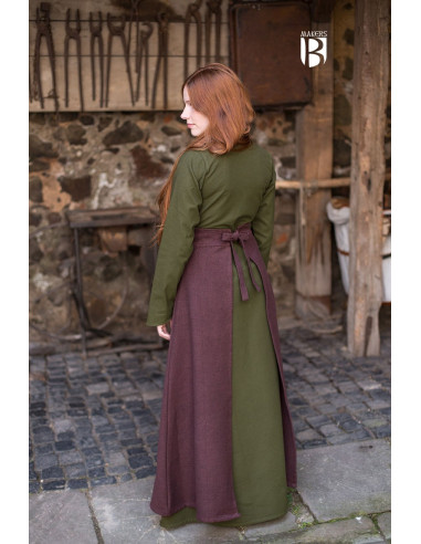 Falda medieval Mera, algodón marrón