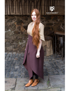 Falda medieval Tharya, algodón marrón 2