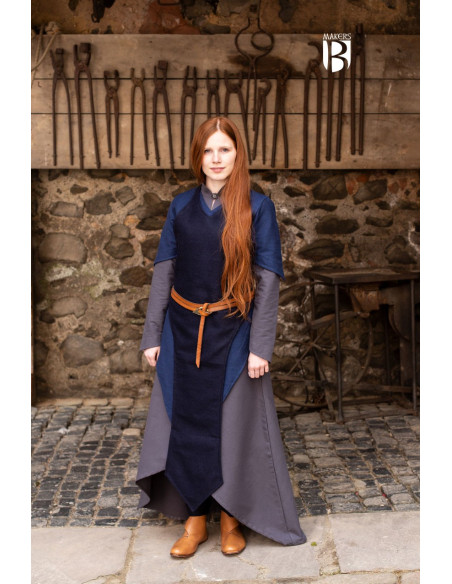 Delantal medieval Asua, lana azul
