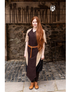 Delantal medieval Asua, lana marrón