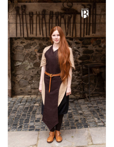 Delantal medieval Asua, lana marrón
