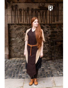 Delantal medieval Asua, lana marrón 2