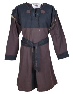Túnica Medieval Marrón-Negra con mangas desmontables
