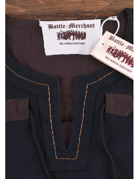 Mittelalterliche braun-schwarze Tunika mit abnehmbaren Ärmeln