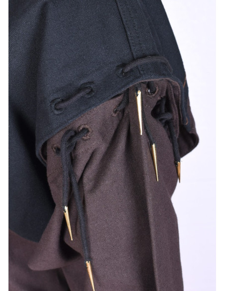 Túnica Medieval Marrón-Negra con mangas desmontables