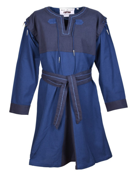 Túnica Medieval Azul-Azul oscuro con mangas desmontables