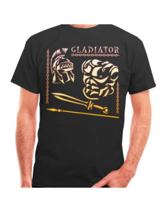 Camiseta Negra Gladiador y Romano, manga corta