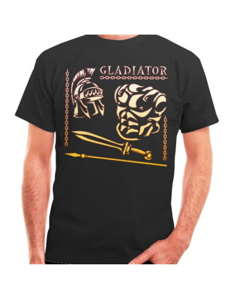 Zwart Gladiator en Romeins T-shirt, korte mouw