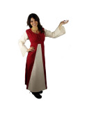 Vestido medieval algodón rojo-crema