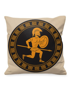 Cojín Guerrero Griego con Escudo y Lanza