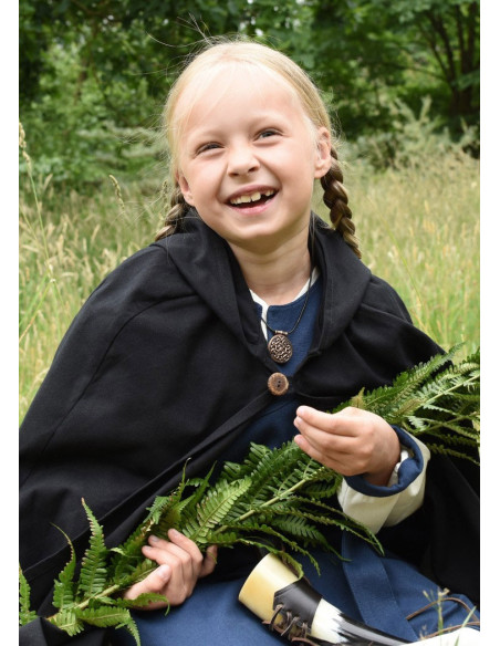 Mittelalterlicher Umhang für Kinder, schwarz