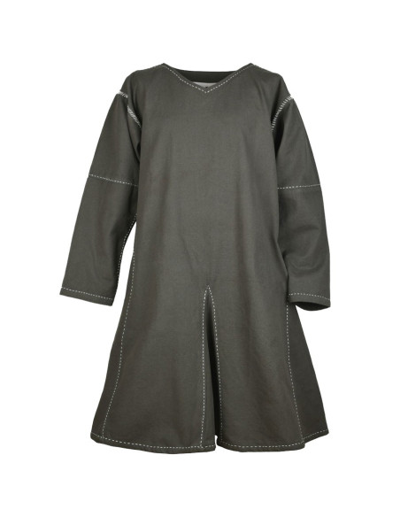 Middeleeuwse tuniek Askur met lange mouwen, olijfgroen