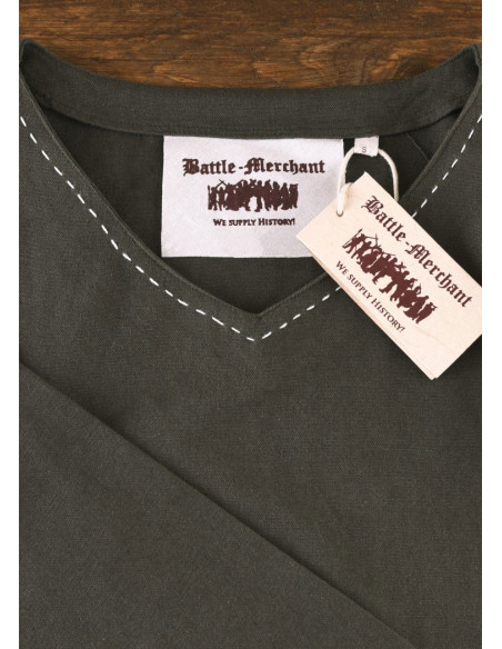 Túnica medieval manga larga Askur, verde oliva