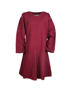 Middeleeuwse tuniek Askur met lange mouwen, rood
