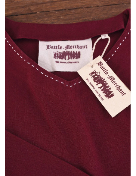 Middeleeuwse tuniek Askur met lange mouwen, rood