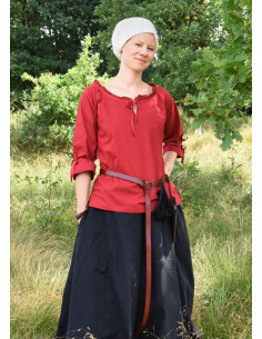 Blusa medieval mujer Birga, rojo 2
