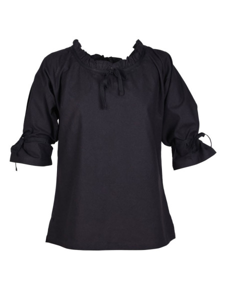 Middeleeuwse blouse vrouw Birga, zwart