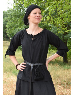 Middelalderbluse kvinde Birga, sort