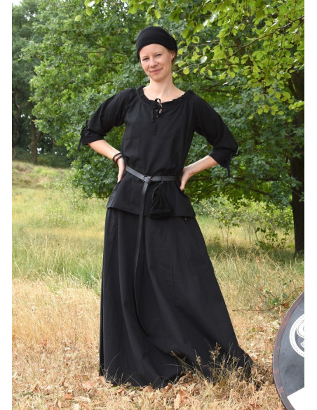 Mittelalterliche Damenbluse Birga, schwarz