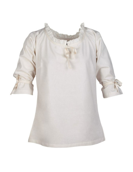 Middeleeuwse blouse vrouw Birga, wit