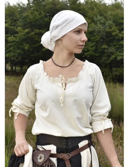 Blusa medieval mujer Birga, blanco