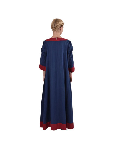 Vestido medieval Gudrun, azul-rojo