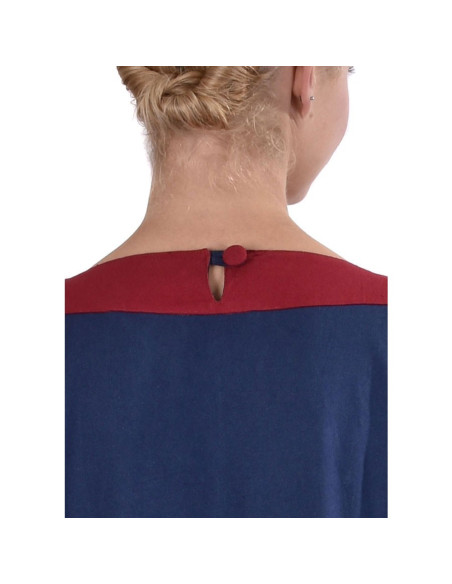 Middeleeuwse jurk Gudrun, blauw-rood