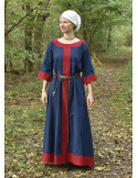 Vestido medieval Gudrun, azul-rojo