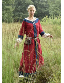 Vestido medieval Gudrun, rojo-azul