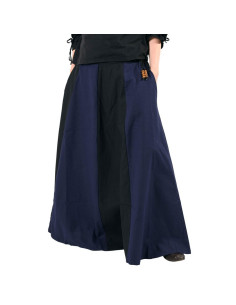 Lange blauw-zwarte middeleeuwse rok