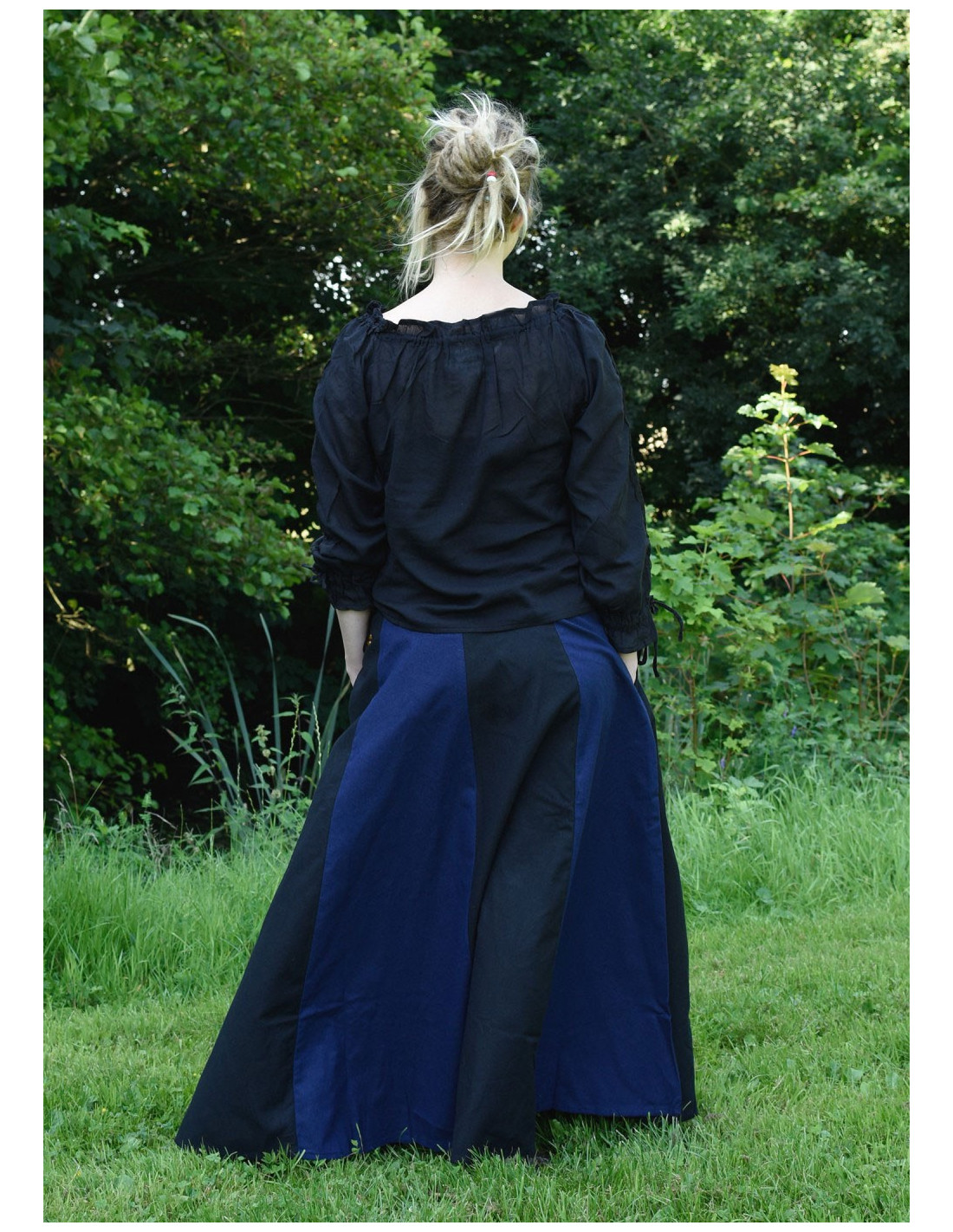 Lange blauw zwarte middeleeuwse rok Tienda Medieval