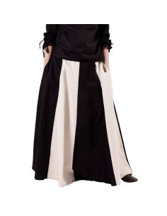Falda medieval larga blanco-negro