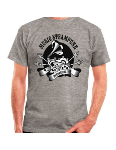 SteamPunk Graues T-Shirt, kurze Ärmel