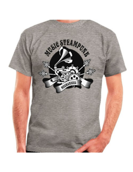 Grå SteamPunk T-shirt, kortærmet