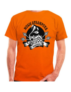 Orange SteamPunk T-shirt, korte ærmer
